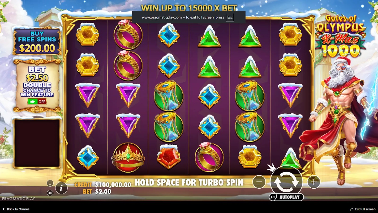 Εορταστική έκδοση Gates of Olympus Xmas 1000