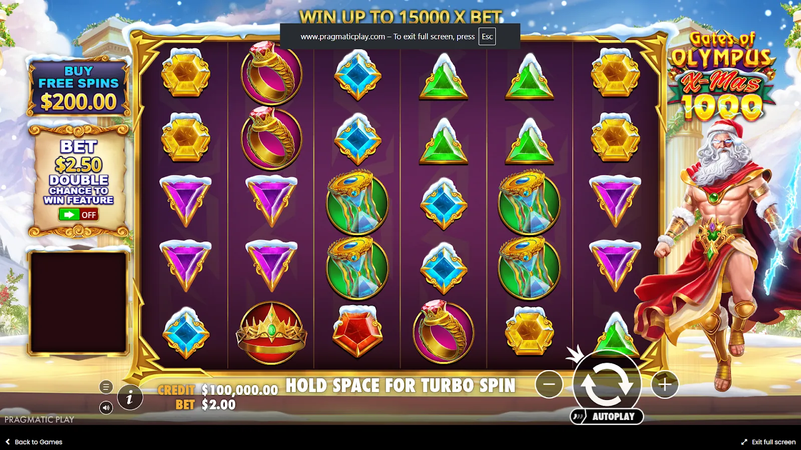 Εορταστική έκδοση Gates of Olympus Xmas 1000