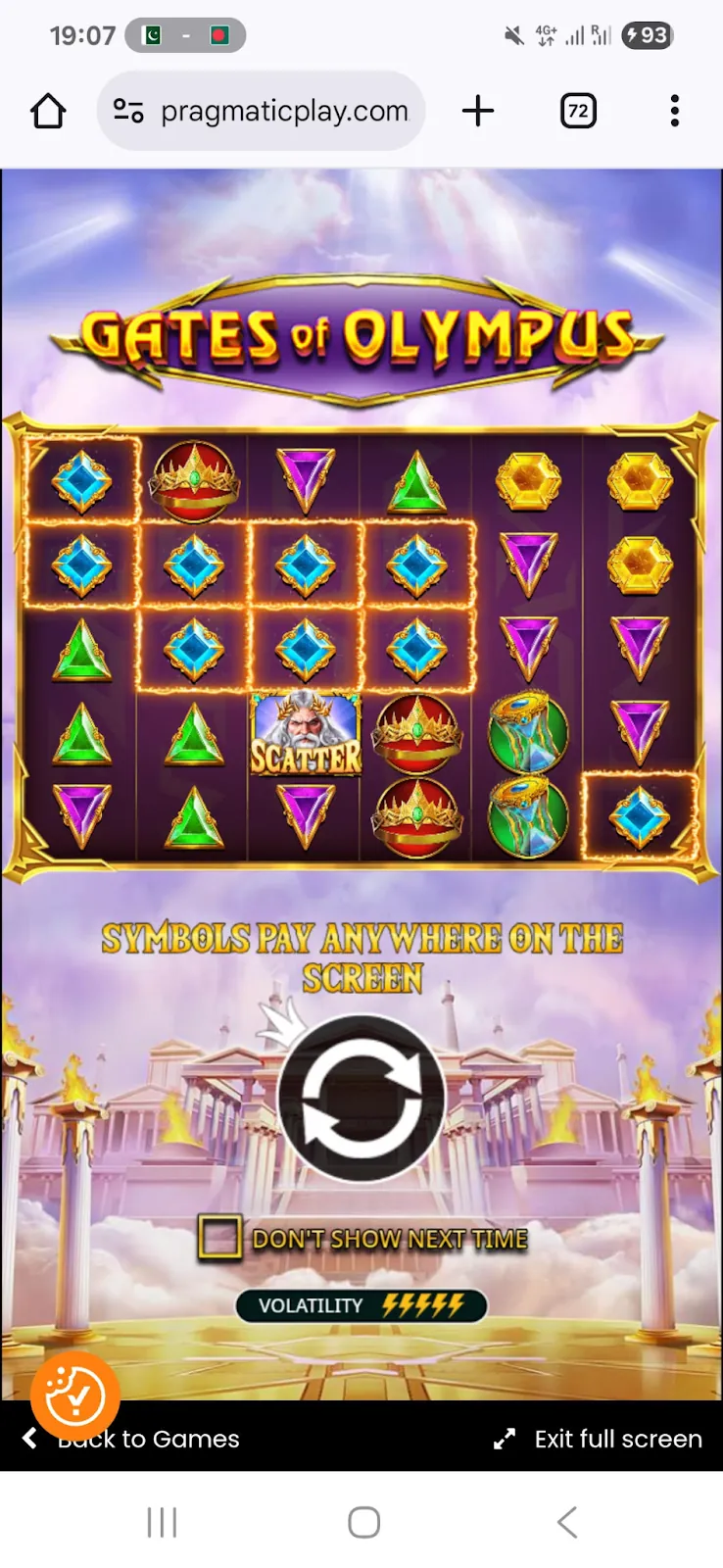 Gates of Olympus σε smartphone